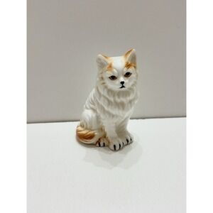 Bone China White Persian Cat Figurine  In Excellent Condition